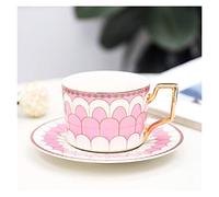 KWMAEEUID Coffee Cup,Tea Cup and Saucers Moroccan Coffee Cup and Saucer Set Ceramic Cappuccino Afternoon Tea Cup 250ml (Color : NianYu Pink)