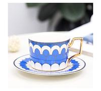 KWMAEEUID Coffee Cup,Tea Cup and Saucers Moroccan Coffee Cup and Saucer Set Ceramic Cappuccino Afternoon Tea Cup 250ml (Color : NianYu Blue)