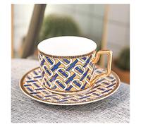 KWMAEEUID Coffee Cup,Tea Cup and Saucers Moroccan Coffee Cup and Saucer Set Ceramic Cappuccino Afternoon Tea Cup 250ml (Color : B Blue)