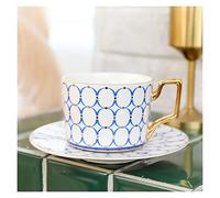 KWMAEEUID Coffee Cup,Tea Cup and Saucers Moroccan Coffee Cup and Saucer Set Ceramic Cappuccino Afternoon Tea Cup 250ml (Color : Circle Blue)