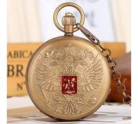 KWMAEEUID Double-Headed Eagle Coat of Arms Russian National Emblem Badge Pure Copper Tourbillon Mechanical Pocket Watch Art Collectibles