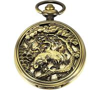 KWMAEEUID Vintage Quartz Mechanical Pocket Watch Bronze Hollow Hunter Steampunk Dial for Men Women with Chain + Gift Box