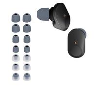 kwmobile 14x Silicone Ear Tips for Sony WF-1000XM3 / WF-1000XM4 / WF-1000XM5-4 Sizes - Replacement Earbud Tips for In-Ear Headphones - Grey/Transparent