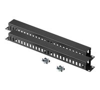 kwmobile 1U Horizontal 19 Inch Rack Mount Cable Management - 24 Slot Metal Finger Raceway Panel with Cover - 19" Patch Panel for Server and Data Cabinets - Set of 2