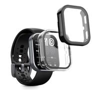 kwmobile 2 Cover with Screen Protector for Amazfit Bip 6 Case - Tempered Glass with Plastic Frame Covers - Transparent/Black