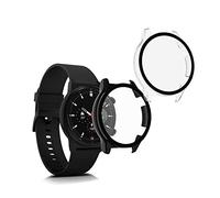 kwmobile 2 Cover with Screen Protector for HONOR Watch GS 3 Case - Tempered Glass with Plastic Frame Covers - Black/Transparent