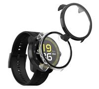 kwmobile 2 Cover with Screen Protector for Suunto Run GPS Case - Tempered Glass with Plastic Frame Covers - Black/Transparent