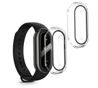 kwmobile 2 Cover with Screen Protector for Xiaomi Mi Band 8 Case - Tempered Glass with Plastic Frame Covers - Transparent