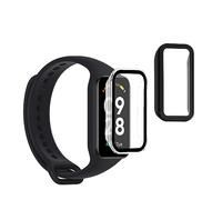 kwmobile 2 Cover with Screen Protector for Xiaomi Redmi Smart Band 2 Case - Tempered Glass with Plastic Frame Covers - Transparent/Black