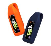 kwmobile 2x Clip Holders Compatible with Huawei Band 10/9 / 8 - Clip-On Holder Replacement Set - Dark Blue/Orange