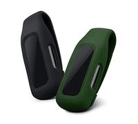 kwmobile 2x Clip Holders for Fitbit Inspire 3 / Inspire 2 / Ace 3 - Fitness Tracker Clip-On Holder Replacement Set - Black/Dark Green