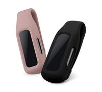 kwmobile 2x Clip Holders for Fitbit Inspire 3 / Inspire 2 / Ace 3 - Fitness Tracker Clip-On Holder Replacement Set - Black/Dark Rose