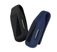 kwmobile 2x Clip Holders for Fitbit Inspire 3 / Inspire 2 / Ace 3 - Fitness Tracker Clip-On Holder Replacement Set - Black/Dark Blue