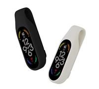 kwmobile 2x Clip Holders for Xiaomi Mi Band 7/6 / 5/4 Clip On - Fitness Tracker Case Holder Replacement Set - TPU Silicone Tracker Holder for Sport - Black/White