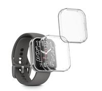 kwmobile 2x Cover with Screen Protector for 22mm Amazfit Bip 6 / Bip 5 / GTS 3 / Balance 2 Case - TPU Silicone Fitness Tracker Cover Set - Transparent