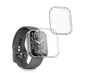 kwmobile 2x Cover with Screen Protector for 22mm Amazfit Bip 6 / Bip 5 Unity/Bip 5 / GTS 3 / Balance 2 / Helio Strap Case - TPU Silicone Fitness Tracker Cover Set - Transparent