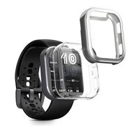 kwmobile 2x Cover with Screen Protector for Amazfit Bip 6 Case - TPU Silicone Fitness Tracker Cover Set - Transparent/Silver