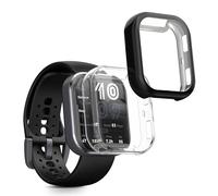 kwmobile 2x Cover with Screen Protector for Amazfit Bip 6 Case - TPU Silicone Fitness Tracker Cover Set - Black/Transparent