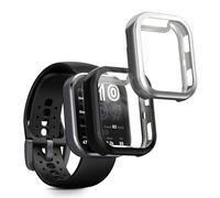 kwmobile 2x Cover with Screen Protector for Amazfit Bip 6 Case - TPU Silicone Fitness Tracker Cover Set - Black/Silver