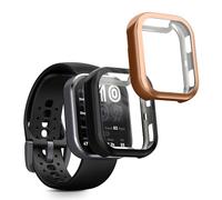 kwmobile 2x Cover with Screen Protector for Amazfit Bip 6 Case - TPU Silicone Fitness Tracker Cover Set - Black/Black/Rose Gold