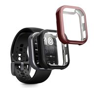 kwmobile 2x Cover with Screen Protector for Amazfit Bip 6 Case - TPU Silicone Fitness Tracker Cover Set - Black/Metallic Pink