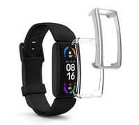 kwmobile 2x Cover with Screen Protector for Fitbit Inspire 3 / Inspire 2 / Ace 3 Case - TPU Silicone Fitness Tracker Cover Set - Transparent/Silver