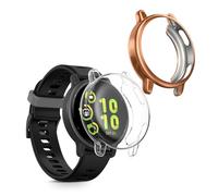 kwmobile 2x Cover with Screen Protector for Garmin vivoactive 5 / active 5 Case - TPU Silicone Fitness Tracker Cover Set - Transparent/Rose Gold