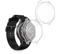 kwmobile 2x Cover with Screen Protector for OnePlus Watch 2 / OPPO Watch X Case - TPU Silicone Fitness Tracker Cover Set - Transparent