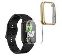 kwmobile 2x Cover with Screen Protector for Samsung Galaxy Fit 3 Case - TPU Silicone Fitness Tracker Cover Set - Transparent/Gold