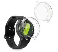 kwmobile 2x Cover with Screen Protector for Samsung Galaxy Watch 7 44mm Case - TPU Silicone Fitness Tracker Cover Set - Transparent