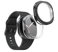kwmobile 2x Cover with Screen Protector for Samsung Galaxy Watch 8 (40mm) Case - TPU Silicone Fitness Tracker Cover Set - Transparent/Black