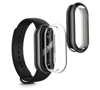 kwmobile 2x Cover with Screen Protector for Xiaomi Mi Band 10 / Smart Band 10 Case - TPU Silicone Fitness Tracker Cover Set - Transparent/Black