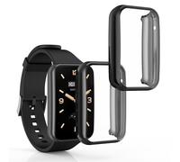 kwmobile 2x Cover with Screen Protector for Xiaomi Mi Band 7 Pro Case - TPU Silicone Fitness Tracker Cover Set - Black/Black