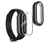 kwmobile 2x Cover with Screen Protector for Xiaomi Mi Band 8 Case - TPU Silicone Fitness Tracker Cover Set - Transparent/Black
