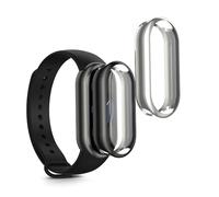 kwmobile 2x Cover with Screen Protector for Xiaomi Mi Band 9 / Smart Band 9 Case - TPU Silicone Fitness Tracker Cover Set - Silver/Dark Grey