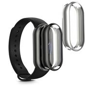 kwmobile 2x Cover with Screen Protector for Xiaomi Mi Band 9 / Smart Band 9 Case - TPU Silicone Fitness Tracker Cover Set - Black/Silver