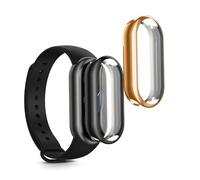 kwmobile 2x Cover with Screen Protector for Xiaomi Mi Band 9 / Smart Band 9 Case - TPU Silicone Fitness Tracker Cover Set - Black/Rose Gold