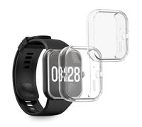 kwmobile 2x Cover with Screen Protector for Xiaomi Redmi Watch 4 Case - TPU Silicone Fitness Tracker Cover Set - Transparent