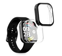kwmobile 2x Cover with Screen Protector for Xiaomi Redmi Watch 6 Case - TPU Silicone Fitness Tracker Cover Set - Transparent/Black