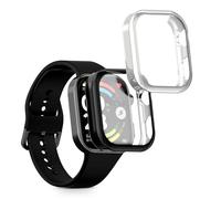 kwmobile 2x Cover with Screen Protector for Xiaomi Redmi Watch 6 Case - TPU Silicone Fitness Tracker Cover Set - Black/Silver