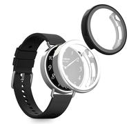 kwmobile 2x Cover with Screen Protector for Xiaomi Watch S4 41mm Case - TPU Silicone Fitness Tracker Cover Set - Black/Silver