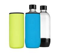 kwmobile 2X Neoprene Cover for Soda Stream Duo/Terra - Protective Sleeve, Glass Carafe Cooler Protector, Insulated Wrap in Light Blue/Yellow