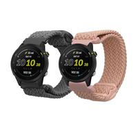 kwmobile 2x Nylon Strap for Garmin Forerunner 255/255 Music/Forerunner 970 / Venu 3 Watch Strap - Replacement Watch Band Set - Wristband with Clasp - Grey/Dusty Pink