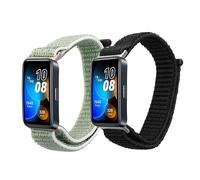 kwmobile 2x Nylon Strap for Huawei Band 10/9 / 8 Watch Strap - Replacement Watch Band Set - Wristband with Clasp - Black/Green