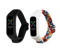 kwmobile 2x Nylon Strap for Oppo Band Sport Watch Strap - Replacement Watch Band Set - Wristband with Clasp - Black/Multicolor