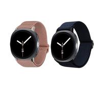kwmobile 2x Nylon Strap for Samsung Galaxy Watch 8 Galaxy/Galaxy Watch 8 Classic 46mm Watch Strap - Replacement Watch Band Set - Wristband with Clasp - Dark Blue/Dusty Pink