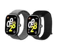 kwmobile 2x Nylon Strap for Xiaomi Redmi Watch 4 / Band 8 Pro Watch Strap - Replacement Watch Band Set - Wristband with Clasp - Black/Dark Grey