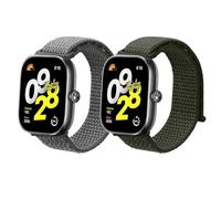 kwmobile 2x Nylon Strap for Xiaomi Redmi Watch 4 / Band 8 Pro Watch Strap - Replacement Watch Band Set - Wristband with Clasp - Dark Green/Dark Grey