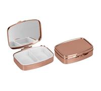 kwmobile 2X Pill Box Stainless Steel Rose Gold - Portable Travel Box, Organizer for Tablets, Supplement Holder, Metal Case Storage, 2 Compartments for Medicine