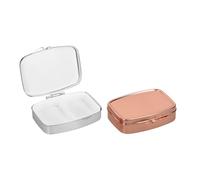 kwmobile 2X Pill Box Stainless Steel Silver/Rose Gold - Portable Travel Box, Organizer for Tablets, Supplement Holder, Metal Case Storage, 2 Compartments for Medicine